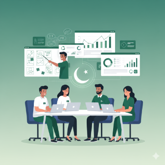 Team working on digital marketing and software projects